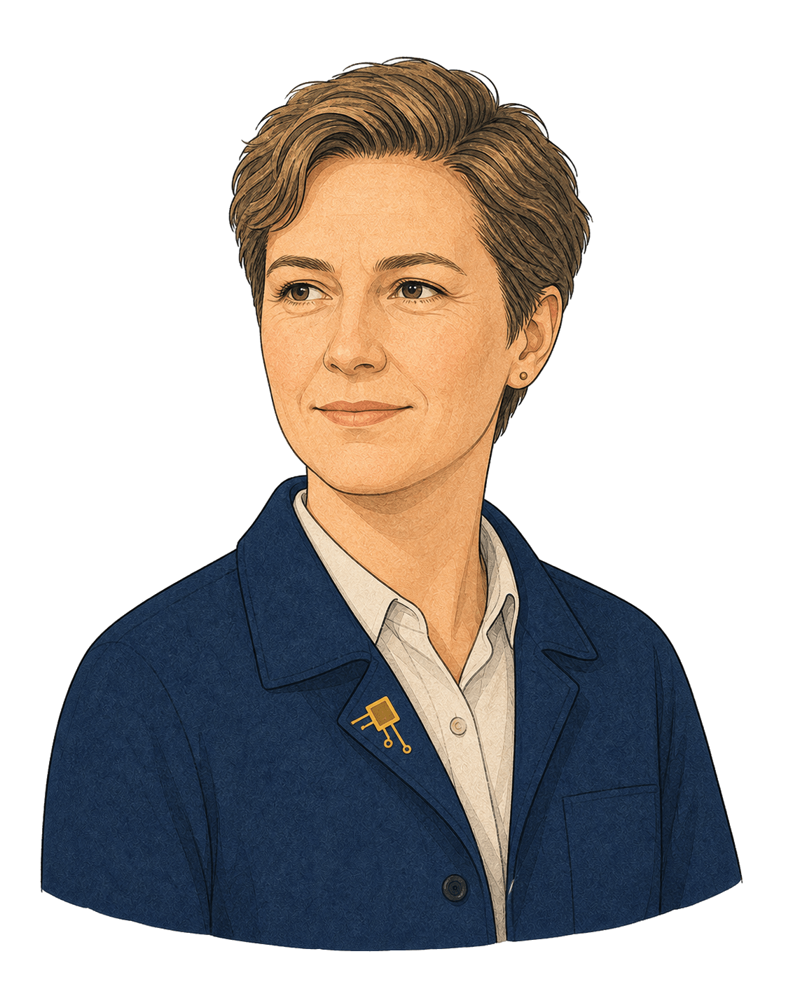 Illustrerat porträtt av Linnea Källkod, AI-utvecklaren