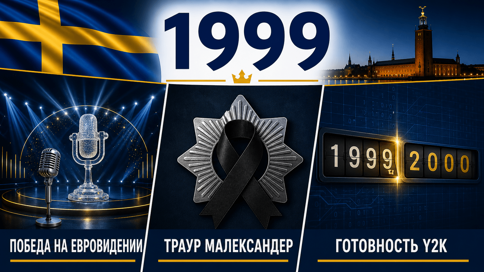 Инфографика о Швеции 1999 года: Победа на Евровидении, Убийство в Малександере, Накануне 2000 года.
