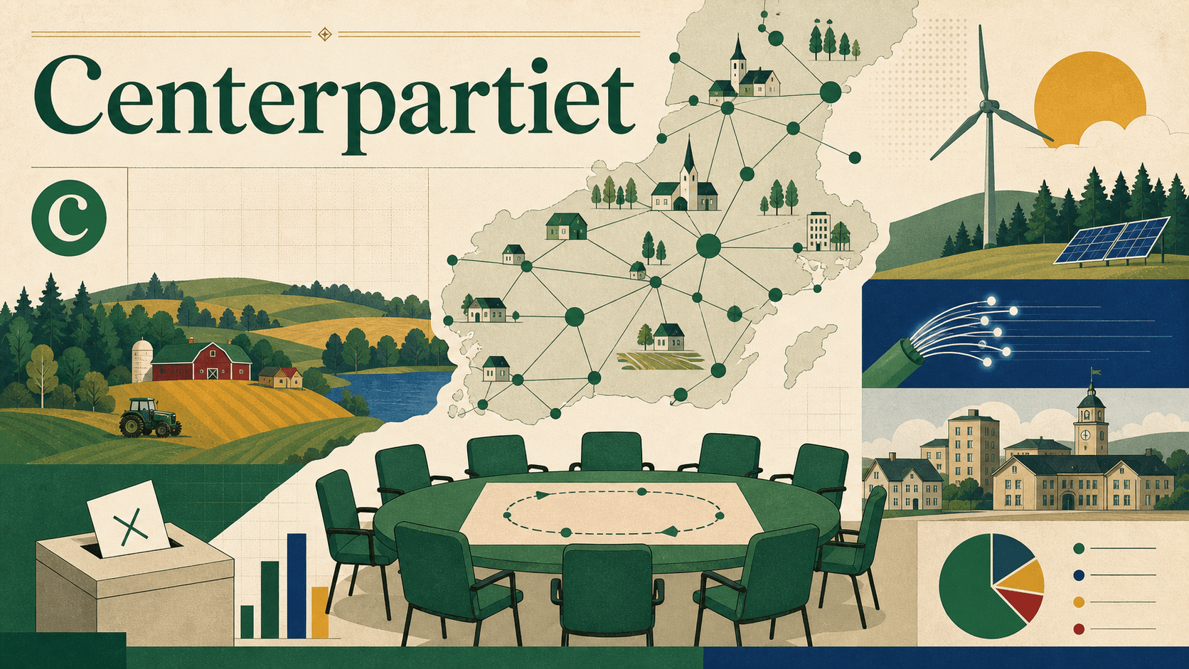 Redaktionell illustration för Centerpartiet.