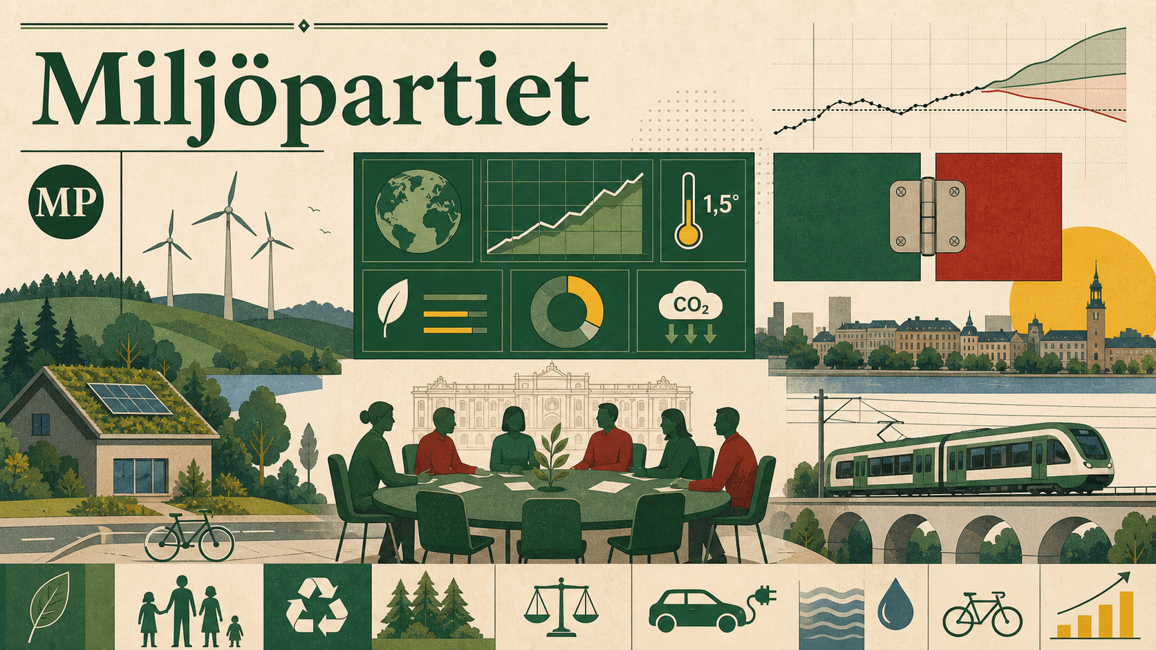 Redaktionell illustration för Miljöpartiet.