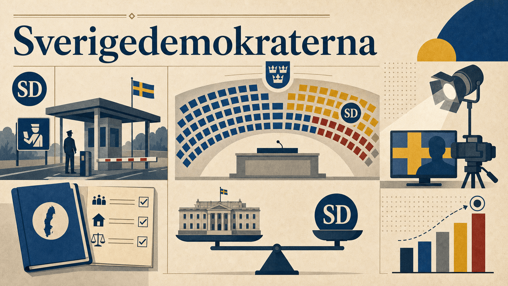 Redaktionell illustration för Sverigedemokraterna.