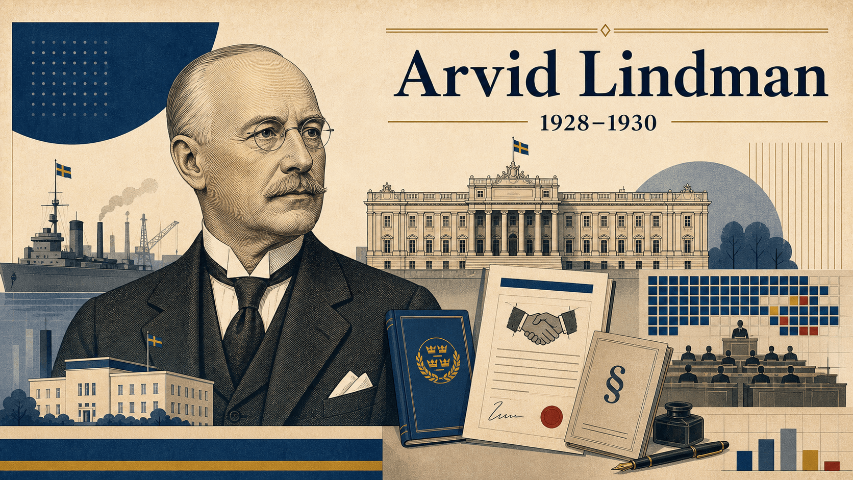 Redaktionell illustration för statsminister Arvid Lindman.
